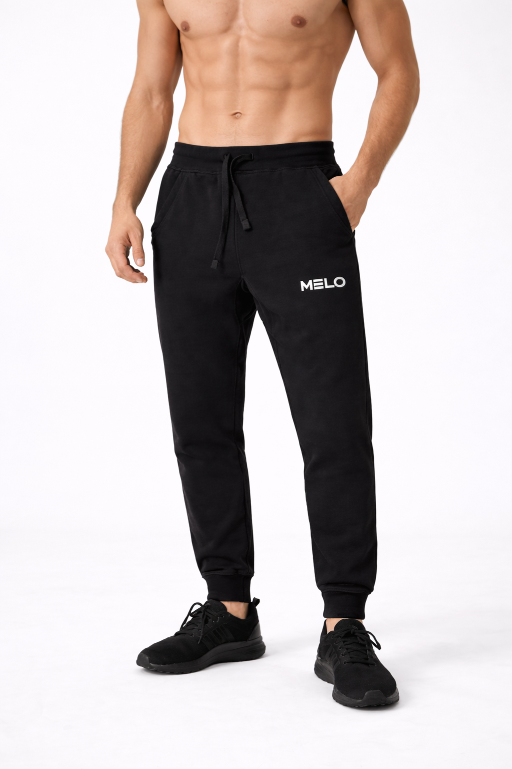 Black, Brushed Chrome Joggers