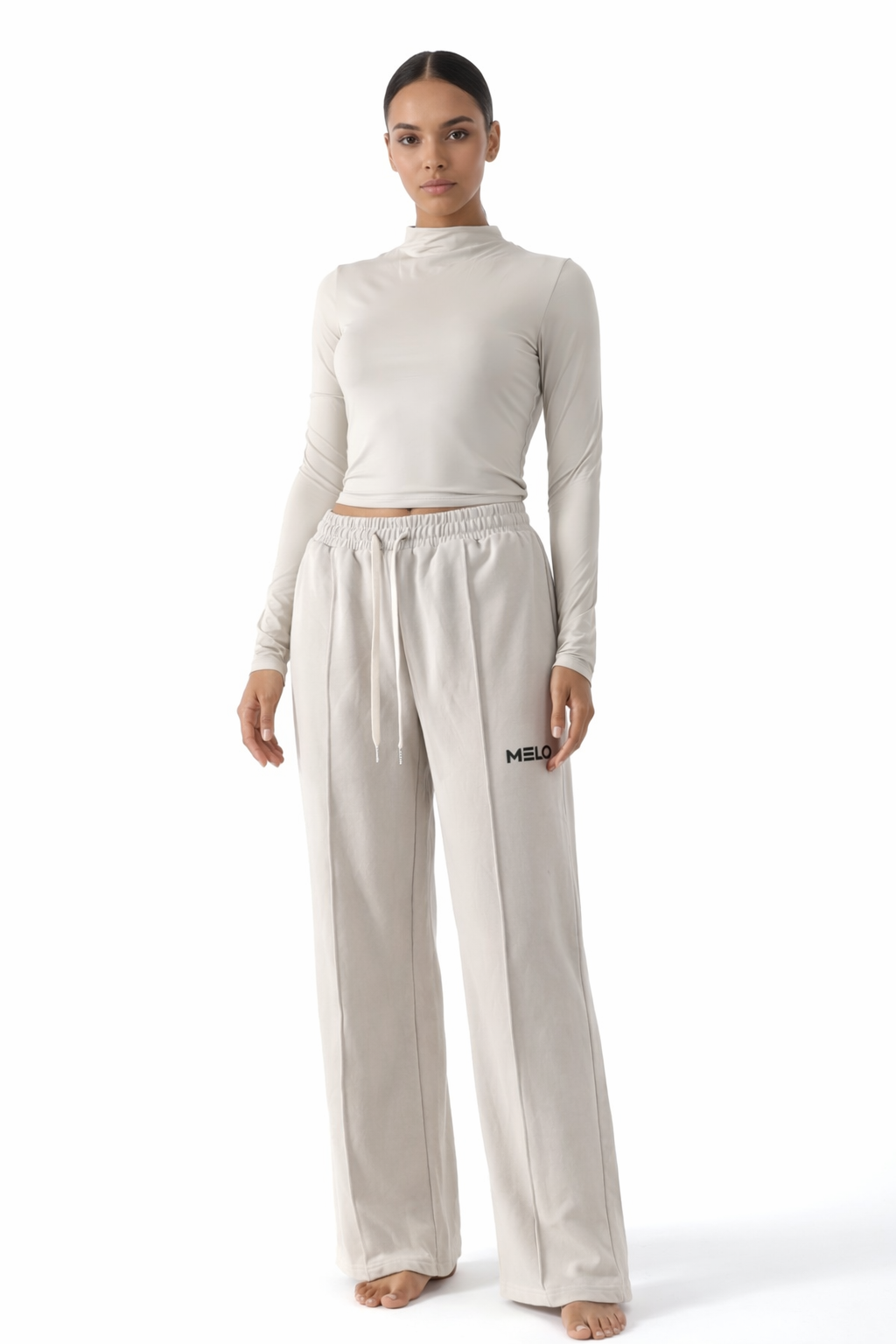 Bone white wide pants