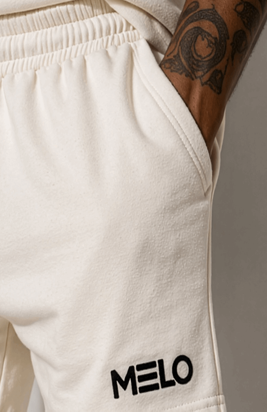 CREAM WHITE FRENCH TERRY SUPERB SHORTS
