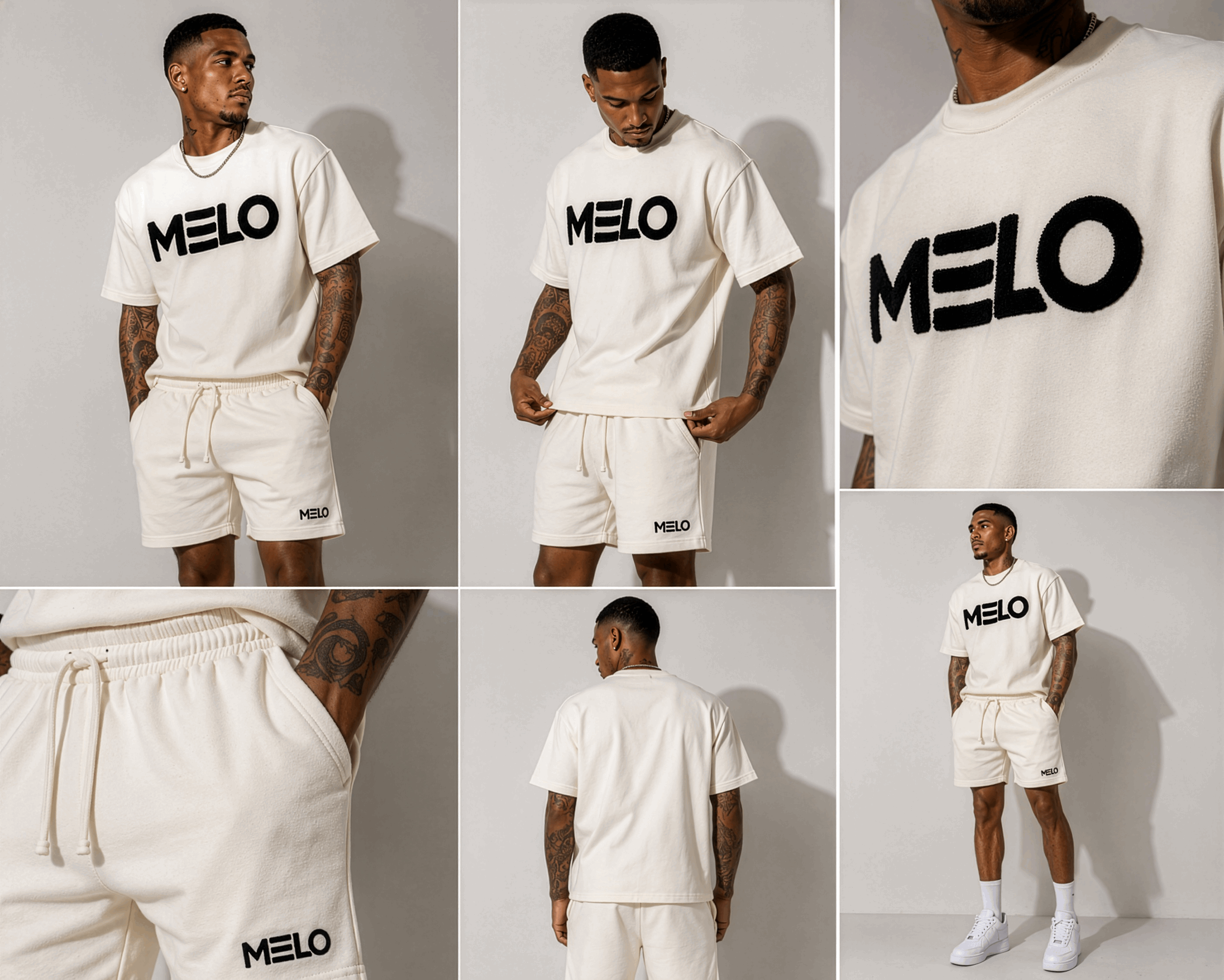 CREAM WHITE FRENCH TERRY SUPERB SHORTS